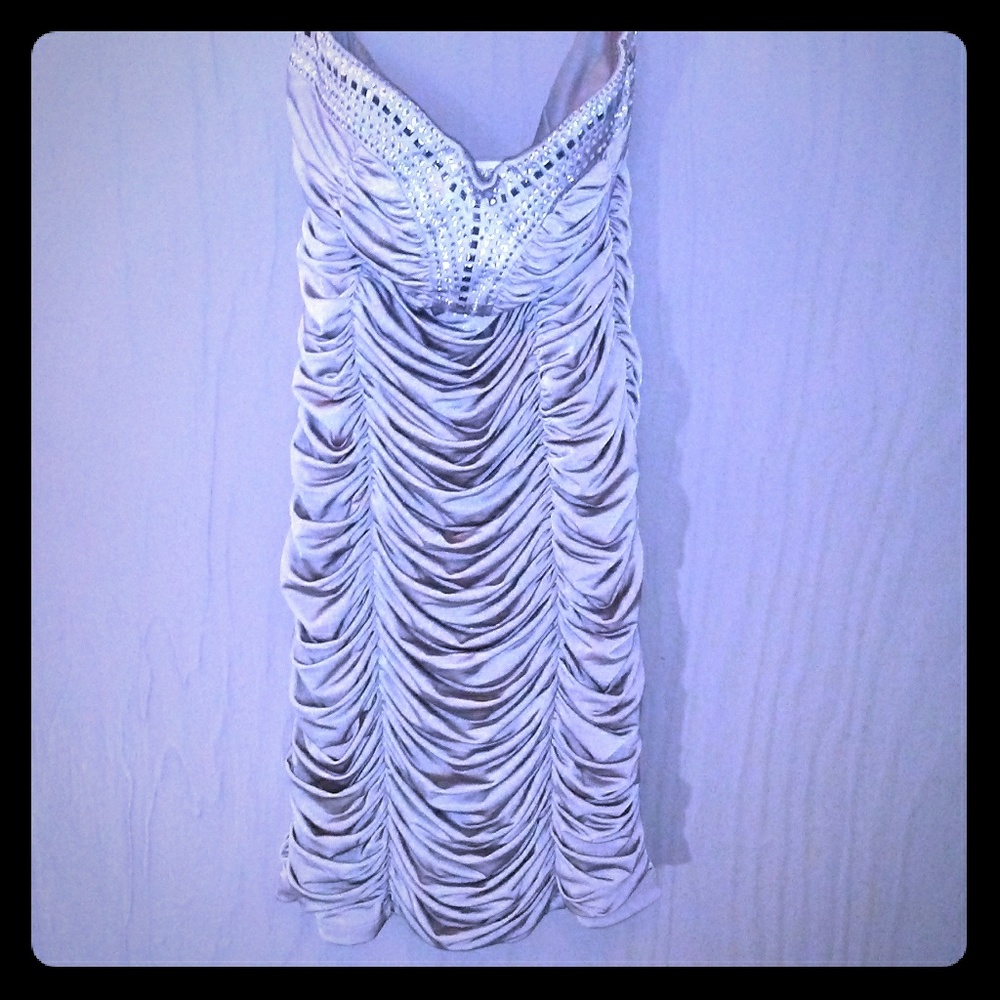 Forever 21 Champagne Strapless Beaded Dress